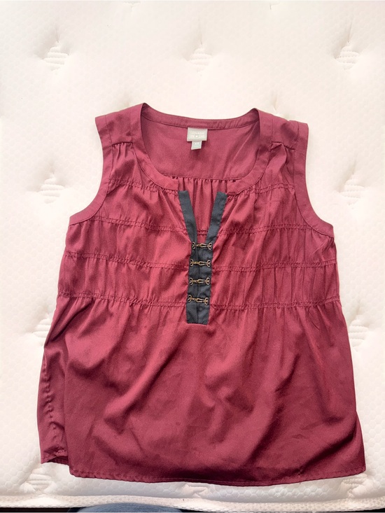 Converse Tops - 165. Converse Sleeveless Burgundy Blouse with Black Placket